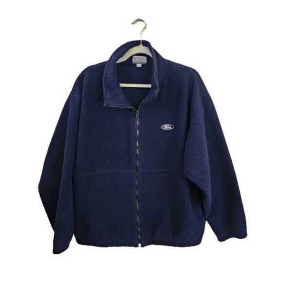 Vintage Vantage Club Collection Ford Logo Fleece Full Zip Jacket Size L - Picture 1 of 4
